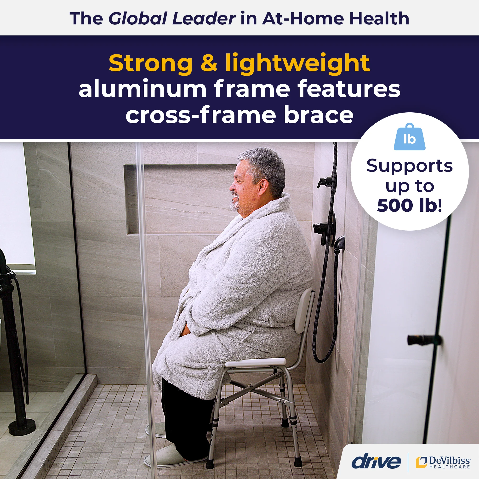 Deluxe Bariatric Shower Chair with Cross-Frame Brace - Image 9