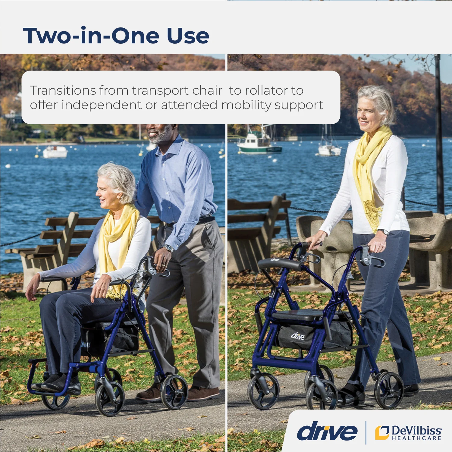 Duet Rollator/Transport Chair, 8" Casters - Image 3