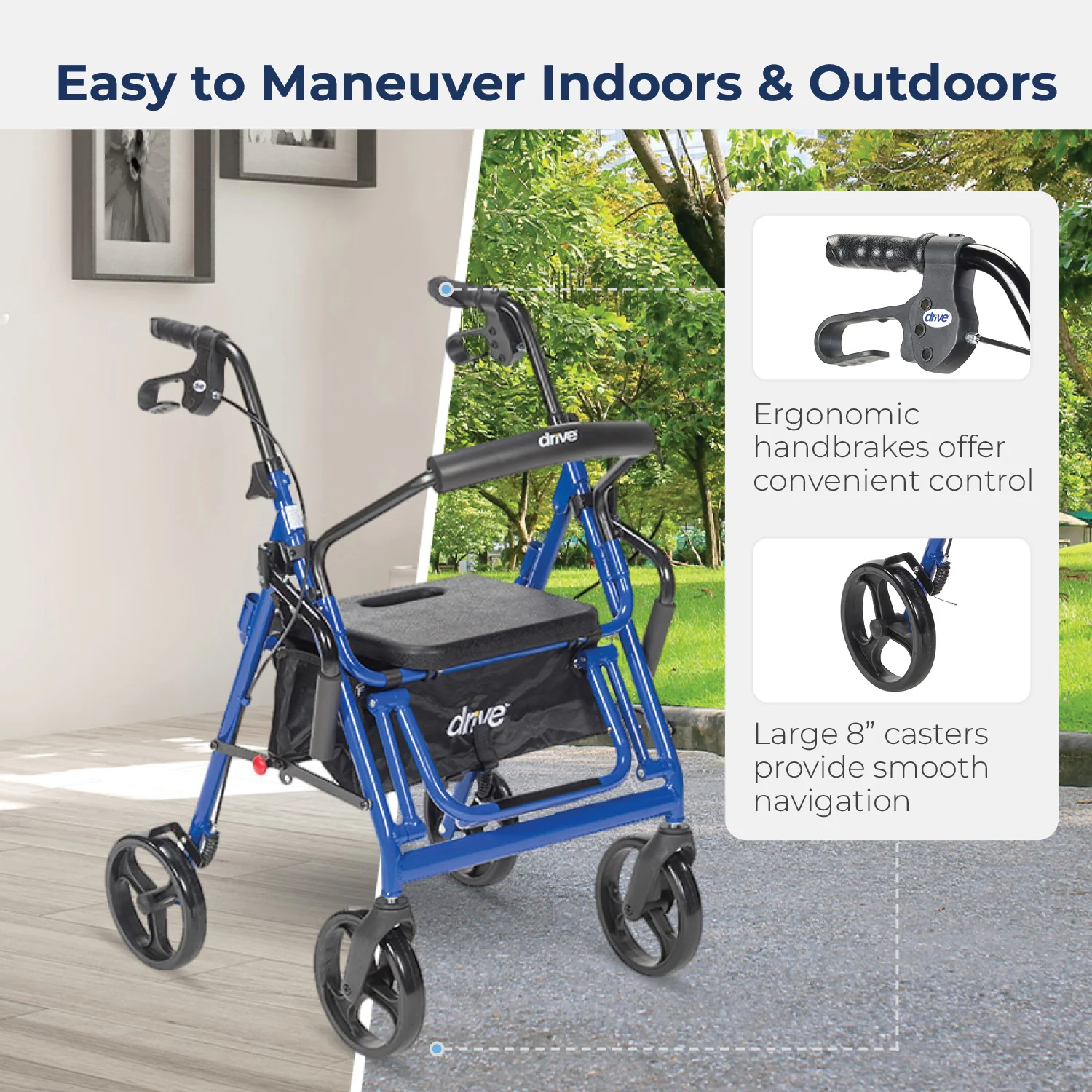 Duet Rollator/Transport Chair, 8" Casters - Image 4