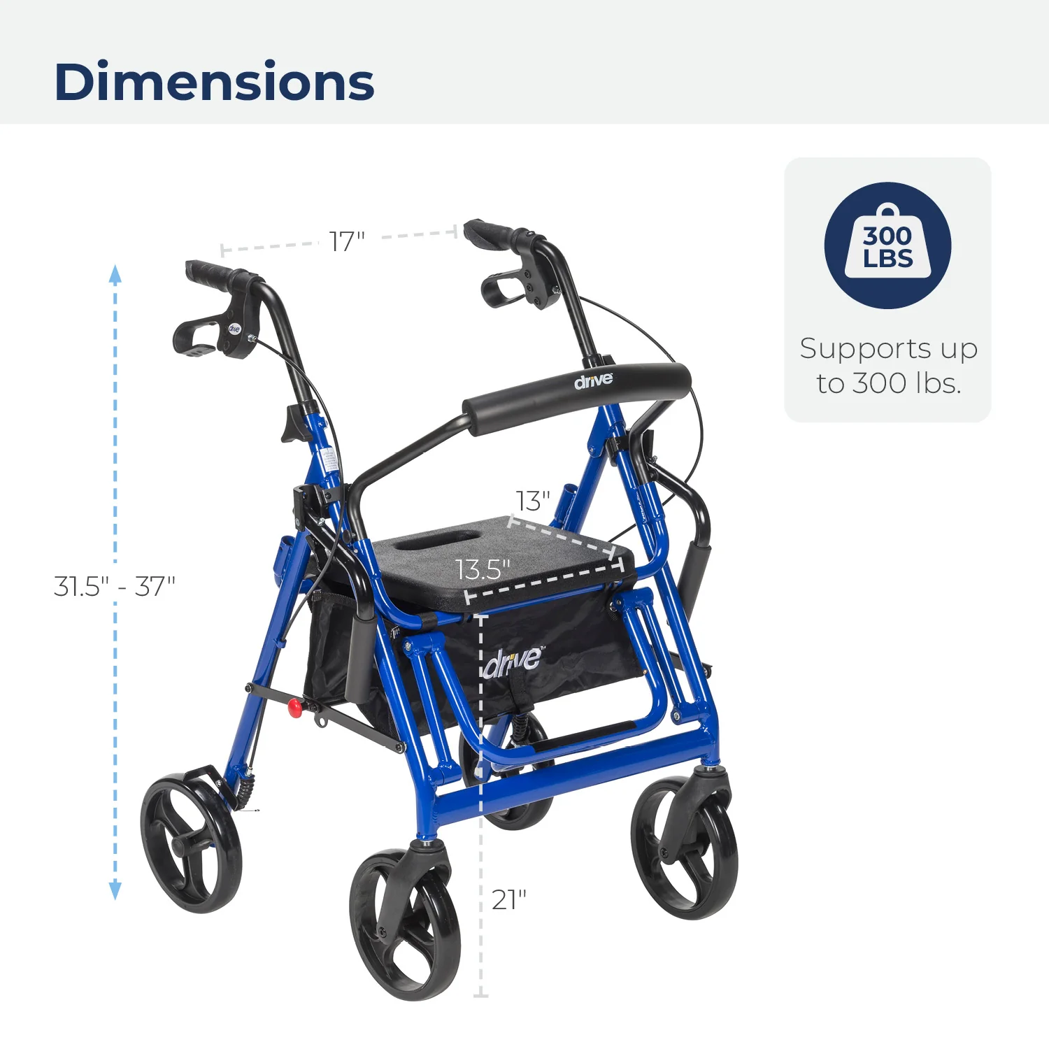 Duet Rollator/Transport Chair, 8" Casters - Image 9